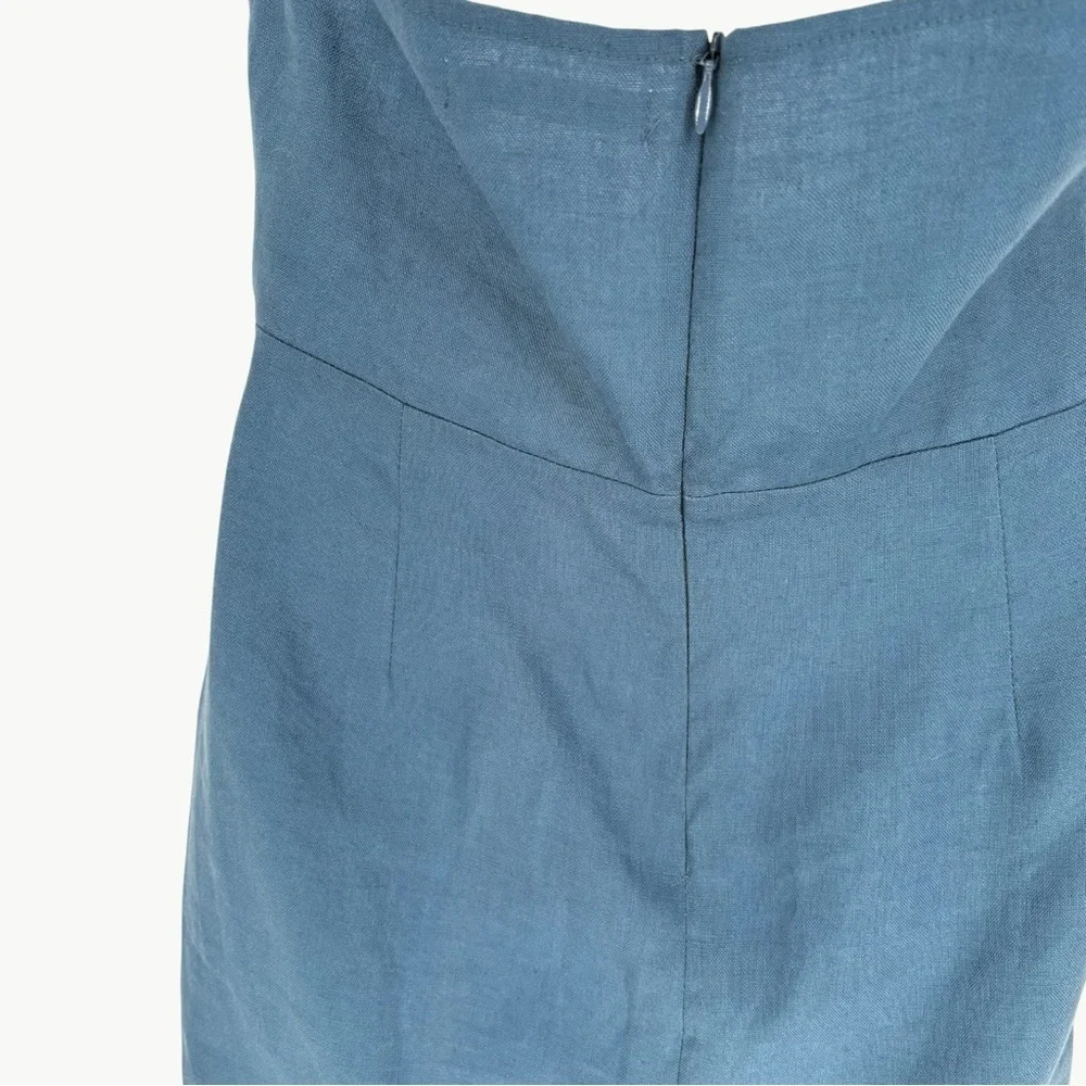 NWT Reformation Dory 100% Linen Halter Faux Wrap Mini Dress | Sz 10 | Blue - Picture 12 of 15